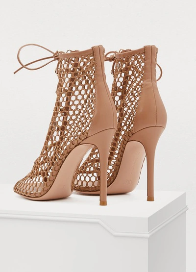 Shop Gianvito Rossi Lace-up Sandals In Beige