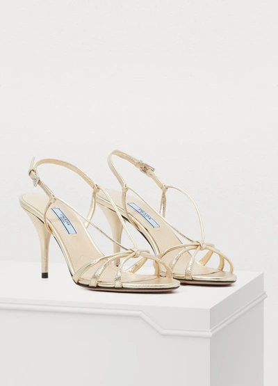 Shop Prada Heeled Sandals In Pirite