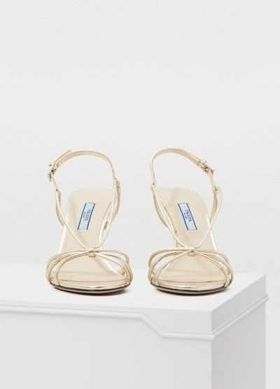 Shop Prada Heeled Sandals In Pirite