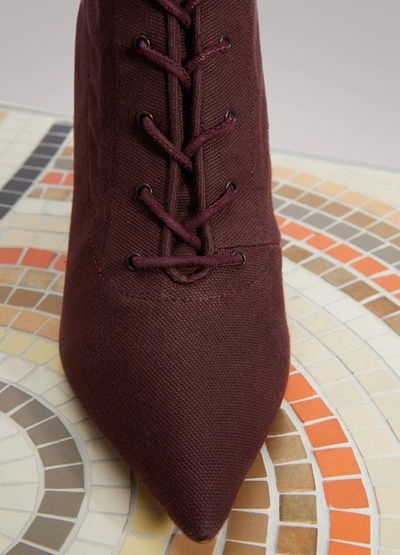 Shop Yeezy Canvas Lace Up Boots In Burgundy
