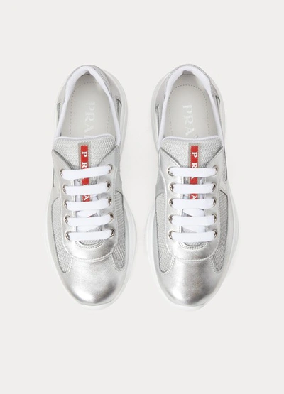 Shop Prada America's Cup Vintage Sneakers In Silver