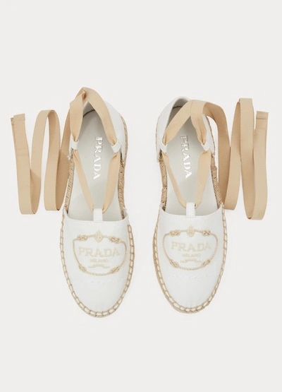 Shop Prada Espadrilles In Bianco