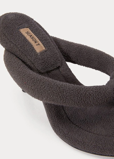 Shop Yeezy Black Fleeced Thong Sandals In Dark Grey