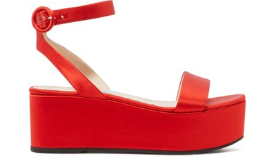 Shop Prada Wedge Sandals In Fuoco