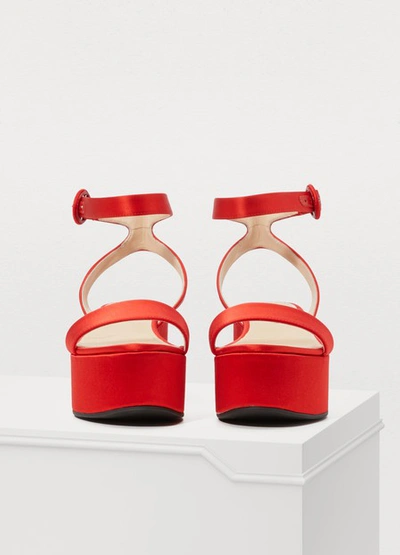 Shop Prada Wedge Sandals In Fuoco