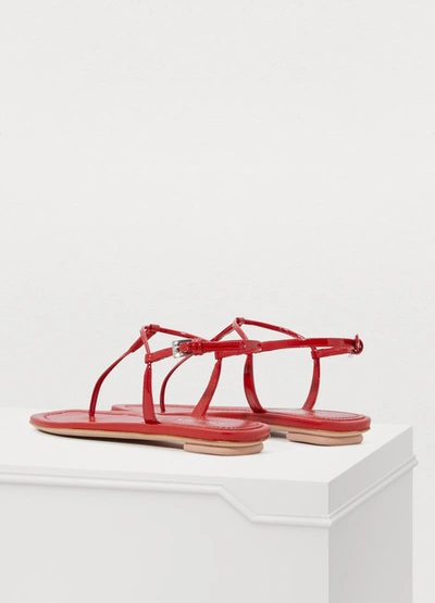 Shop Prada Flat Sandals In Rosso