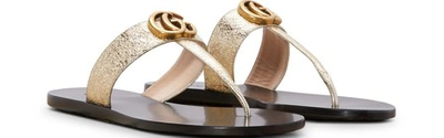 Shop Gucci Gg Sandals In Gold