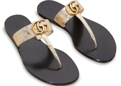 Shop Gucci Gg Sandals In Gold