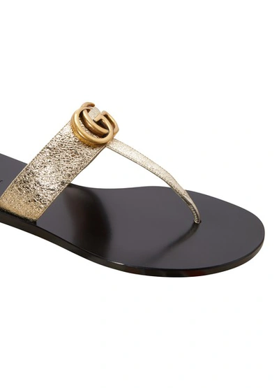 Shop Gucci Gg Sandals In Gold