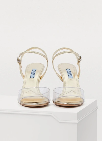 Shop Prada High-heeled Sandals In Gold