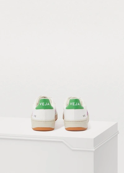 Shop Veja V-12 Trainers In White/ultraviolet/granny