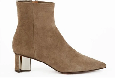 Clergerie Secret Suede Point Toe Booties In Dark Beige