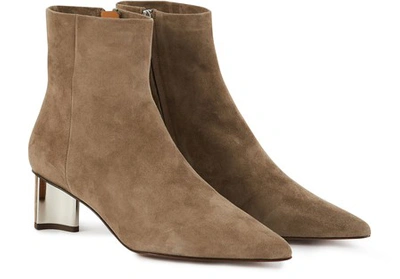 Clergerie Secret Suede Point Toe Booties In Dark Beige