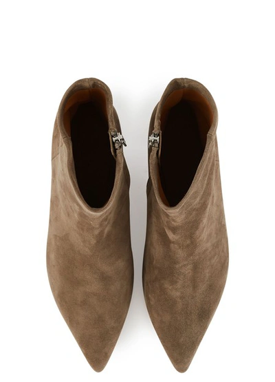 Clergerie Secret Suede Point Toe Booties In Dark Beige