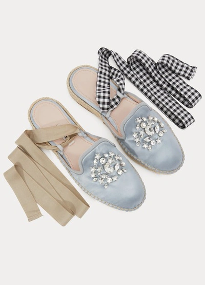 Shop Miu Miu Crystal Espadrilles In Skyblue