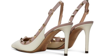 Shop Valentino Gavarani Rockstud Slingback Pumps In Ivory