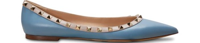 Shop Valentino Gavarani Rockstud Ballet Flats In Light Blue