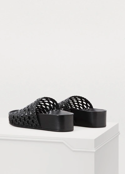 Shop Jil Sander Braided Leather Mules In Black