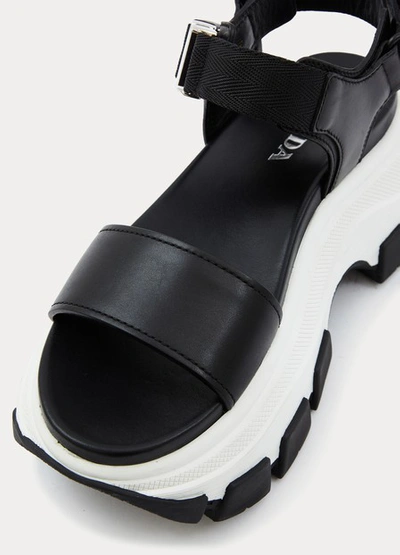 Shop Prada Pegasus Sandals In Blk/wht