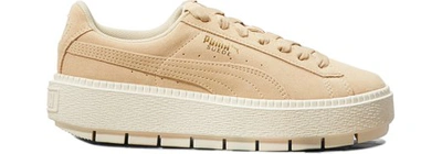 Shop Puma Trace Suede Platform Sneakers In Light Beige