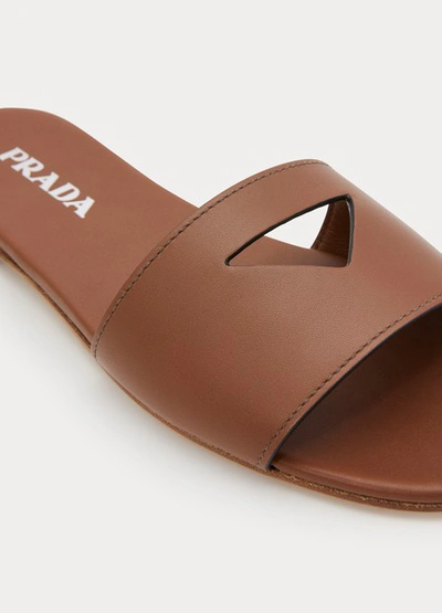 Shop Prada Flat Sandals In Brandy