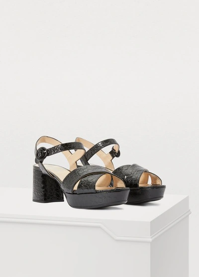 Shop Prada X Strap Sandals In Black Croc