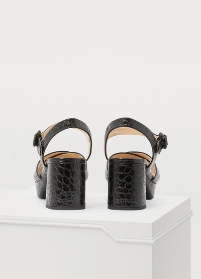 Shop Prada X Strap Sandals In Black Croc