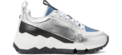 Shop Pierre Hardy Street Life Sneakers In Lamb-jeans-calf Multi Silver