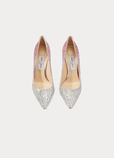 Shop Jimmy Choo Romy 100 Pumps In Platinum/flamingo