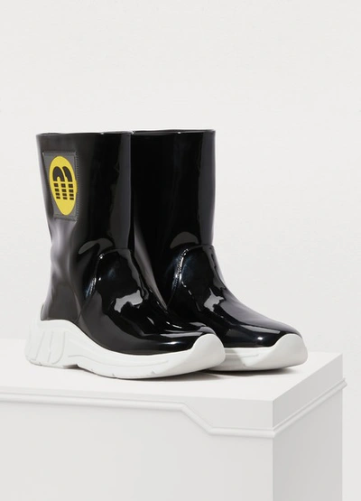 Shop Miu Miu Patent Rain Boots In Black