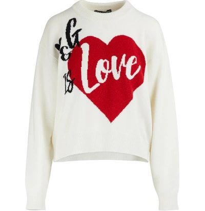 Shop Dolce & Gabbana D & G Is Love Cashmere Sweater In Ivory