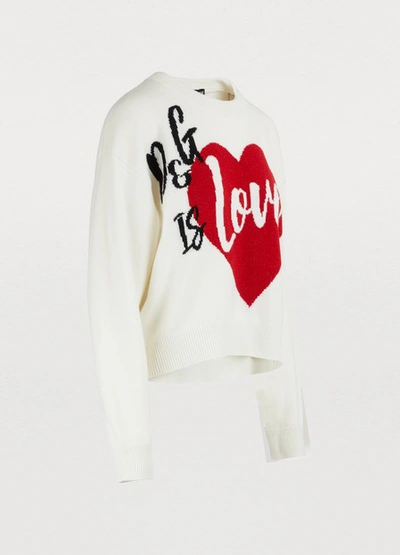 Shop Dolce & Gabbana D & G Is Love Cashmere Sweater In Ivory