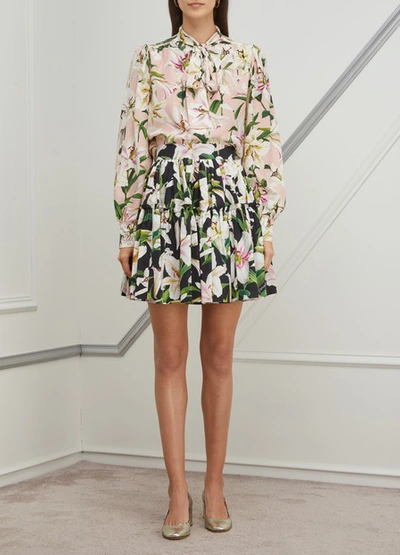 Shop Dolce & Gabbana Floral Print Skirt In Nero