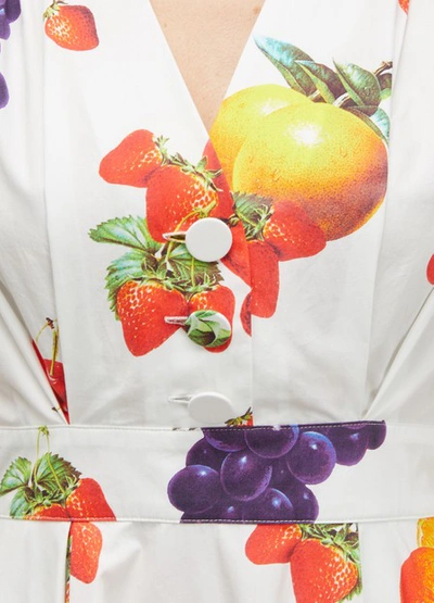 Shop Msgm Fruit Printed Dress In White