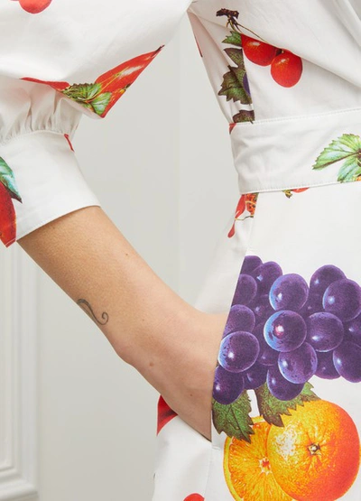 Shop Msgm Fruit Printed Dress In White