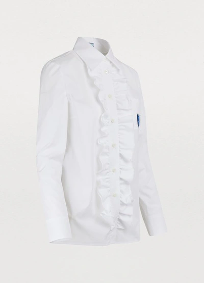 Shop Prada Ruffled Shirt In Bianco