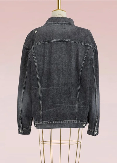 Shop Balenciaga Pulled Denim Jacket In Black