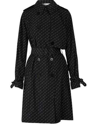 Shop Stella Mccartney Monogram Trench Coat In 1000 - Black+natural