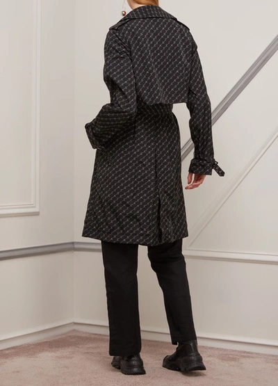 Shop Stella Mccartney Monogram Trench Coat In 1000 - Black+natural