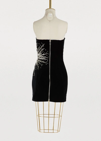 Shop Balmain Bustier Mini Dress In Noir/crystal 5122c