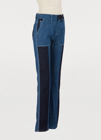 Shop Chloé Bicolor Jeans In Navy