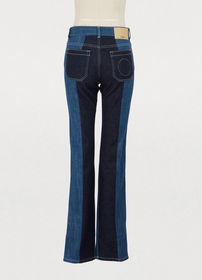 Shop Chloé Bicolor Jeans In Navy