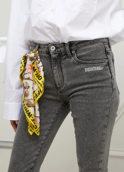 Shop Off-white Skinny Jeans With Foulard Belt In Dark Grey