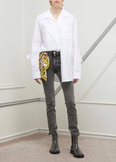 Shop Off-white Skinny Jeans With Foulard Belt In Dark Grey