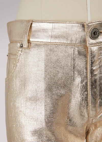 Shop Chloé Metallic Leather Trousers In Silver