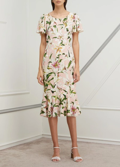 Shop Dolce & Gabbana Floral Print Dress In Rosa