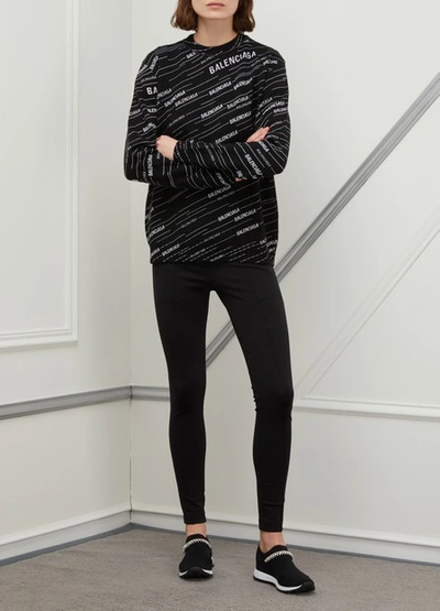 Balenciaga Logo Intarsia Tech Jersey Leggings in Black