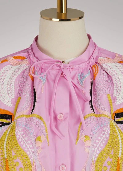 Shop Emilio Pucci Popeline Embroidered Shirt In Pink