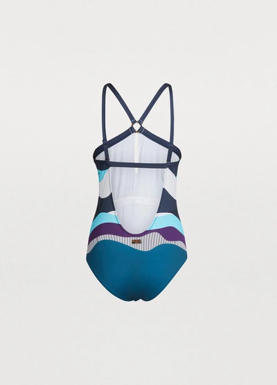 Shop Vilebrequin July 20th Feinte One-piece Swimsuit In Multi Blue