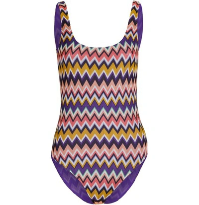 Shop Missoni Zig Zag Swimsuit In Multicolor